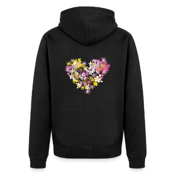 heart - Unisex Premium Organic Zip Hoodie - black - Back - Nico (187cm)