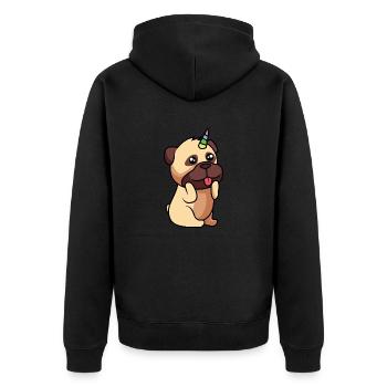 Petit chien mignon avec une licorne - Veste à capuche bio Premium Unisexe - noir - Dos - Nico (187cm)