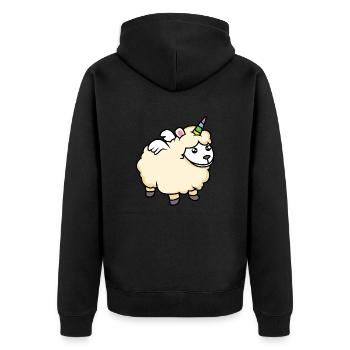 Doux mélange de mouton et de licorne - Veste à capuche bio Premium Unisexe - noir - Dos - Nico (187cm)