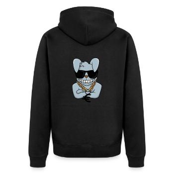 Rich Rabbit - Unisex Premium Bio Zip Hoodie - Schwarz - Hinten - Nico (187cm)