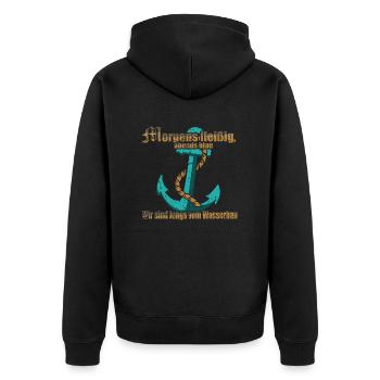 Wir sind Jungs vom Wasserbau - Unisex Premium Bio Zip Hoodie - Schwarz - Hinten - Nico (187cm)