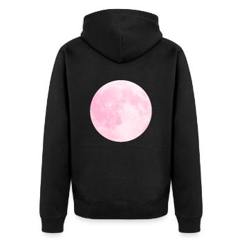 Pink Moon - Unisex Premium Bio Zip Hoodie - Schwarz - Hinten - Nico (187cm)