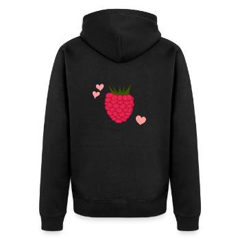Himbeere - Unisex Premium Bio Zip Hoodie - Schwarz - Hinten - Nico (187cm)