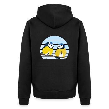 jz.birds blue tit bird design - Unisex Premium Organic Zip Hoodie - black - Back - Nico (187cm)