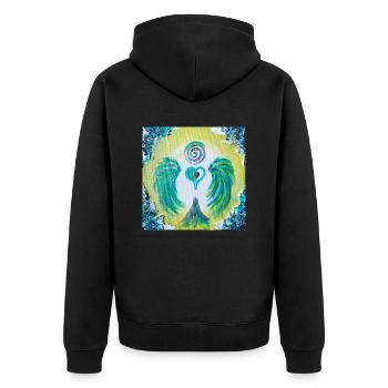 Gel de cœur « Blocages de communication de résolution » - Veste à capuche bio Premium Unisexe - noir - Dos - Nico (187cm)