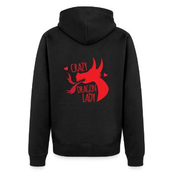 Crazy dragon lady - Unisex Premium Organic Zip Hoodie - black - Back - Nico (187cm)