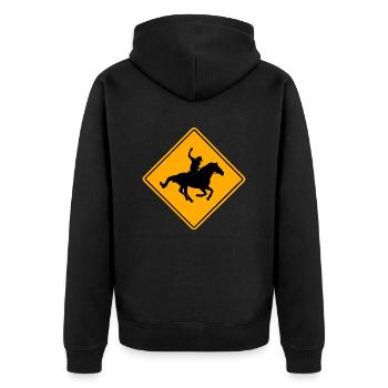 Western Road Sign - Unisex Premium Bio Zip Hoodie - Schwarz - Hinten - Nico (187cm)
