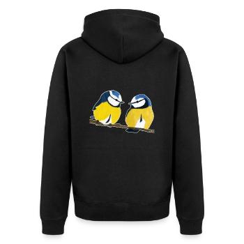 conception d'oiseau mésange bleue jz.birds - Veste à capuche bio Premium Unisexe - noir - Dos - Nico (187cm)