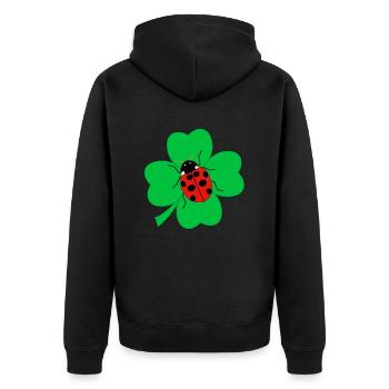 Ladybug on cloverleaf lucky charm gift - Unisex Premium Organic Zip Hoodie - black - Back - Nico (187cm)