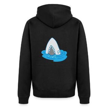 shark with open mouth - Unisex Premium Organic Zip Hoodie - black - Back - Nico (187cm)