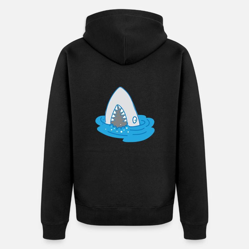 requin à bouche ouverte - Veste à capuche bio Premium Unisexe - noir