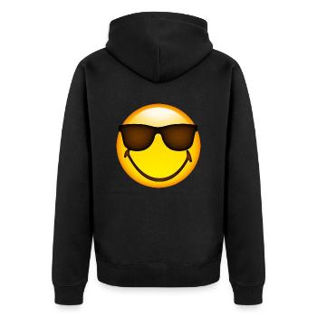 Smiley Glossy Sunglasses - Unisex Premium Organic Zip Hoodie - black - Back - Nico (187cm)