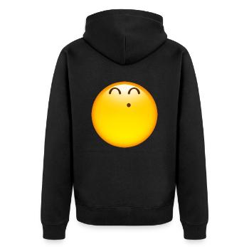 Smiley Glossy Happy Whistle - Unisex Premium Organic Zip Hoodie - black - Back - Nico (187cm)