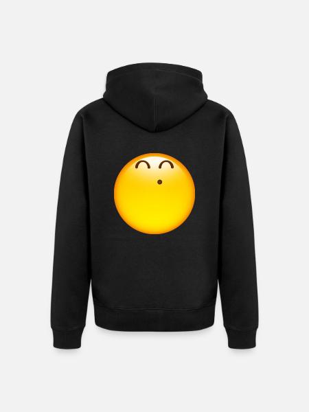 Smiley Glossy Happy Whistle - Unisex Premium Organic Zip Hoodie - black