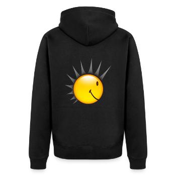 Smiley Punk Side - Unisex Premium Bio Zip Hoodie - Schwarz - Hinten - Nico (187cm)