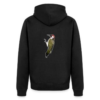 jz.birds Green Woodpecker Bird Design Illustration - Unisex Premium Organic Zip Hoodie - black - Back - Nico (187cm)