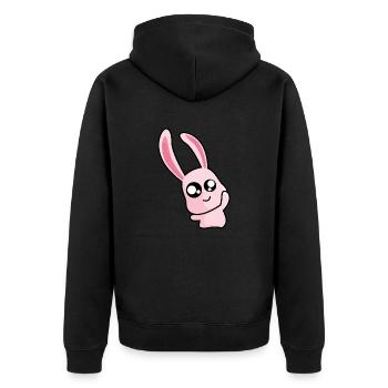 Lustiger pinker Hase - Unisex Premium Bio Zip Hoodie - Schwarz - Hinten - Nico (187cm)