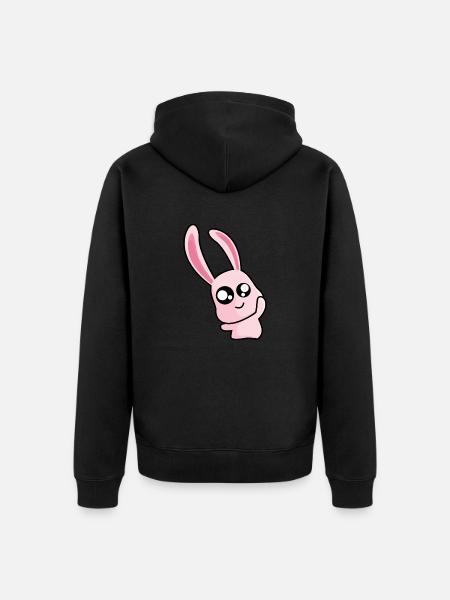 Funny pink bunny - Unisex Premium Organic Zip Hoodie - black