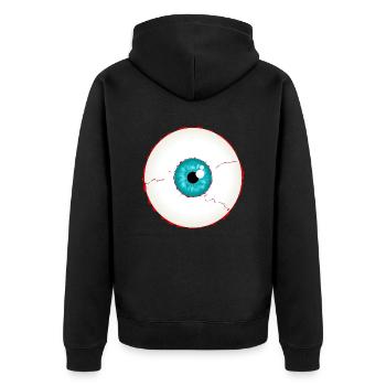 Eyeball turquoise blue (DDP) - Unisex Premium Organic Zip Hoodie - black - Back - Nico (187cm)
