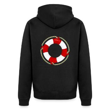 Lifebuoy / Life Bouy (DDP) - Unisex Premium Organic Zip Hoodie - black - Back - Nico (187cm)