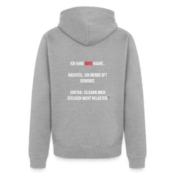 Ich Habe Rote Haare.. - Unisex Premium Bio Zip Hoodie - Grau meliert - Hinten - Nico (187cm)