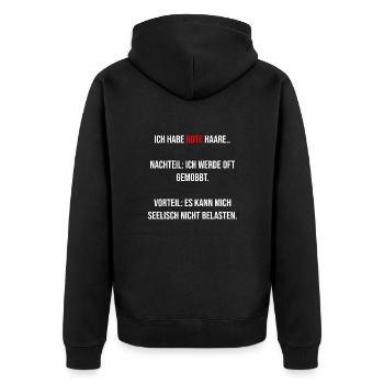 Ich Habe Rote Haare.. - Unisex Premium Bio Zip Hoodie - Schwarz - Hinten - Nico (187cm)