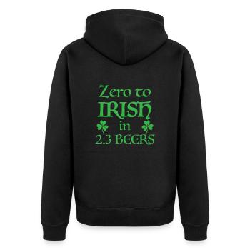 Null bis irisch in 2,3 Bieren - Unisex Premium Bio Zip Hoodie - Schwarz - Hinten - Nico (187cm)