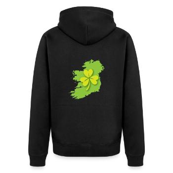 Irland Irische Karte mit Kleeblatt - Unisex Premium Bio Zip Hoodie - Schwarz - Hinten - Nico (187cm)