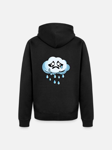 Sad cloud with rain - Unisex Premium Organic Zip Hoodie - black