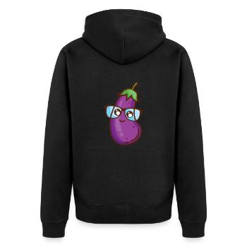 Guini Aubergini - Unisex Premium Bio Zip Hoodie - Schwarz - Hinten - Nico (187cm)