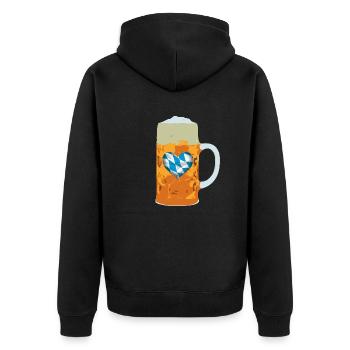 Bier mit Bayern Flaggen Herz - Unisex Premium Bio Zip Hoodie - Schwarz - Hinten - Nico (187cm)
