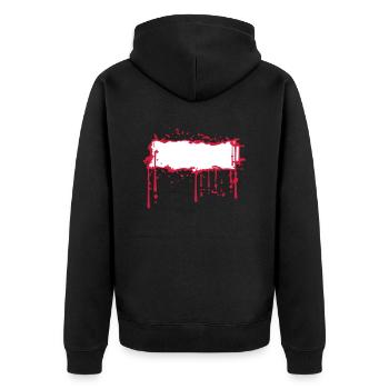 schild blut rahmen umrandung text feld name schrei - Unisex Premium Bio Zip Hoodie - Schwarz - Hinten - Nico (187cm)