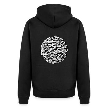 Totenköpfe im Kreis / Skulls - Unisex Premium Bio Zip Hoodie - Schwarz - Hinten - Nico (187cm)