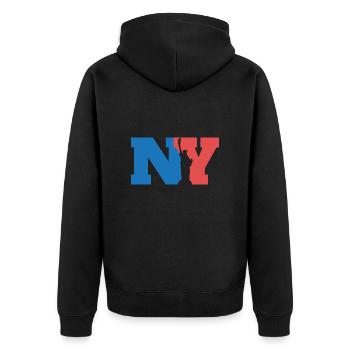 City NY New York Freiheitsstatue Geschenkidee - Unisex Premium Bio Zip Hoodie - Schwarz - Hinten - Nico (187cm)