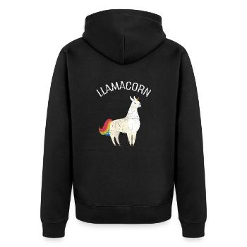 Llamacorn | Cute Llama Unicorn Illustration - Unisex Premium Organic Zip Hoodie - black - Back - Nico (187cm)