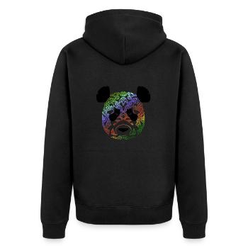 Panda in Farbe 2 - Unisex Premium Bio Zip Hoodie - Schwarz - Hinten - Nico (187cm)