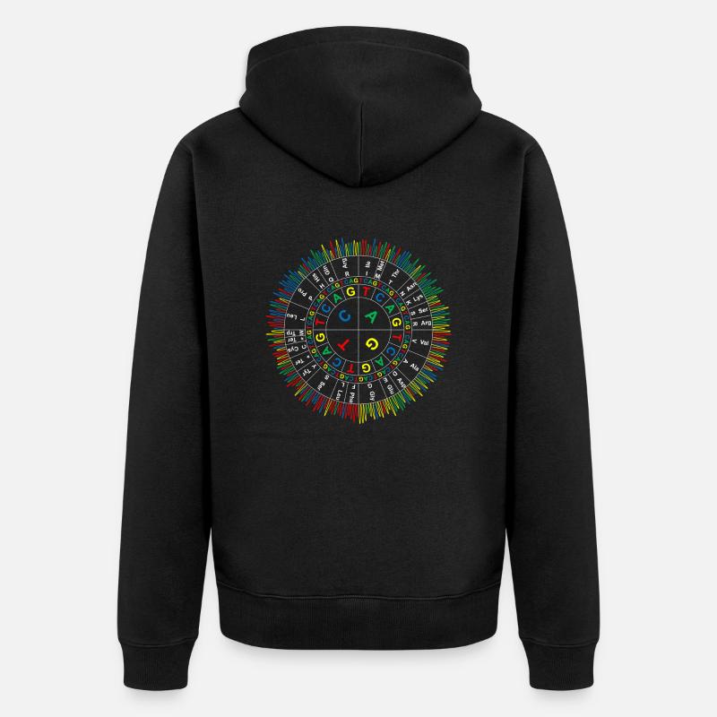 Sanger Codon Circle (dark background) - Unisex Premium Organic Zip Hoodie - black