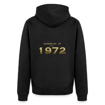 Assembled July 1972 - Unisex Premium Organic Zip Hoodie - black - Back - Nico (187cm)