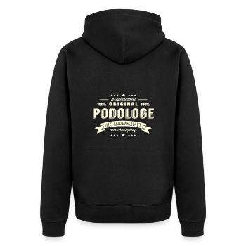 Podologe aus Leidenschaft - Unisex Premium Bio Zip Hoodie - Schwarz - Hinten - Nico (187cm)