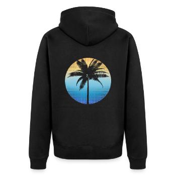 Palme (Kreis, Linien) - Unisex Premium Bio Zip Hoodie - Schwarz - Hinten - Nico (187cm)