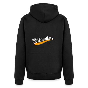 Elektroniker Schriftzug - Unisex Premium Bio Zip Hoodie - Schwarz - Hinten - Nico (187cm)