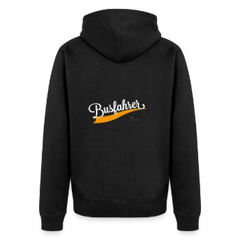 Busfahrer Schriftzug - Unisex Premium Bio Zip Hoodie - Schwarz - Hinten - Nico (187cm)