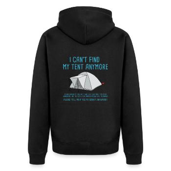 festival_i_cant_find_my_tent_anymore_06_ - Unisex Premium Bio Zip Hoodie - Schwarz - Hinten - Nico (187cm)