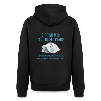 festival_ich_find_mein_zelt_nicht_mehr01 - Unisex Premium Bio Zip Hoodie - Schwarz - Hinten - Nico (187cm)