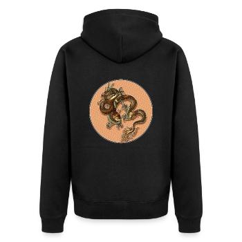 Dragon - Unisex Premium Bio Zip Hoodie - Schwarz - Hinten - Nico (187cm)