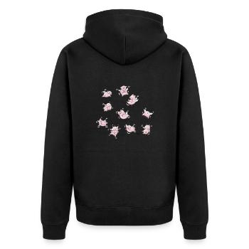 Pigs Fly - Unisex Premium Organic Zip Hoodie - black - Back - Nico (187cm)