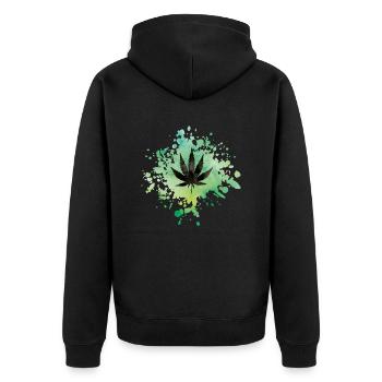 weed hemp - Unisex Premium Bio Zip Hoodie - Schwarz - Hinten - Nico (187cm)