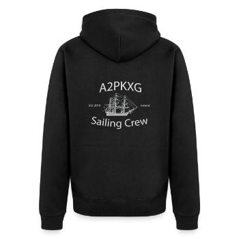 A2PKXG Sailing Crew - Unisex Premium Bio Zip Hoodie - Schwarz - Hinten - Nico (187cm)