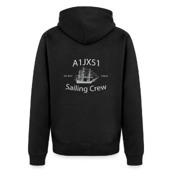 A1JX51 Sailing Crew - Unisex Premium Bio Zip Hoodie - Schwarz - Hinten - Nico (187cm)