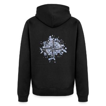 design kompass - Unisex Premium Bio Zip Hoodie - Schwarz - Hinten - Nico (187cm)